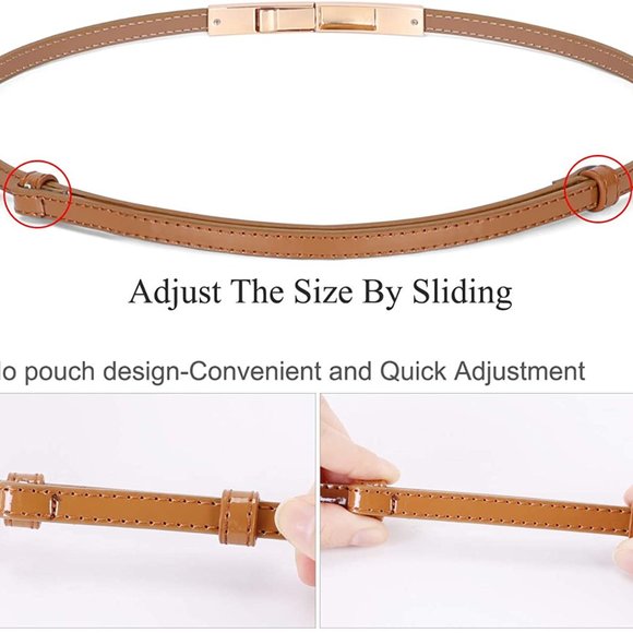 Women\'s Skinny Patent Leather Belt Adjustable main image 5